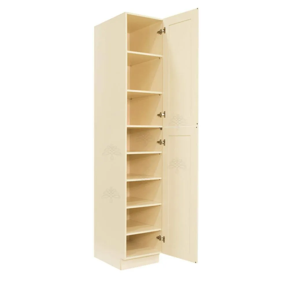 LIFEART CABINETRY Oxford Creamy White Plywood Raised Panel Stock Assembled Tall Pantry Kitchen Cabinet (18 in. W x 96 in. H x 24 in. D), photo 4 of 8
