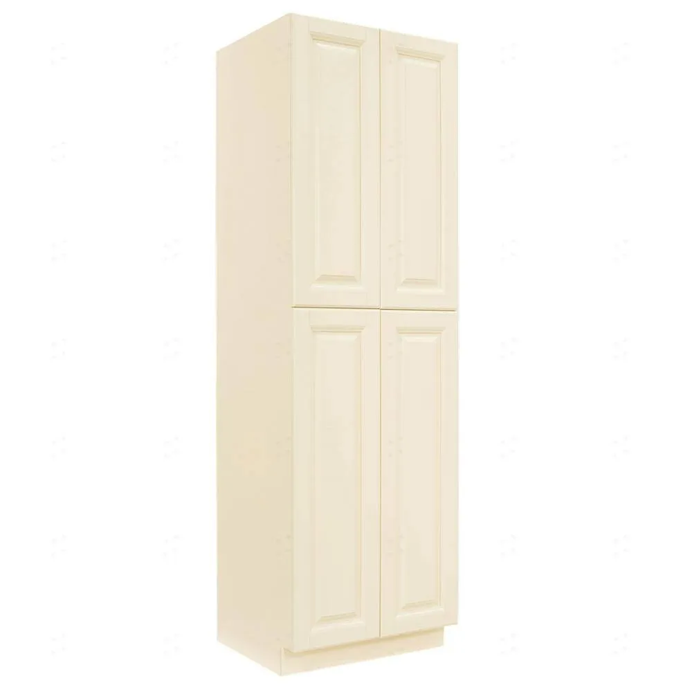 LIFEART CABINETRY Oxford Creamy White Plywood Raised Panel Stock Assembled Tall Pantry Kitchen Cabinet (30 in. W x 90 in. H x 24 in. D), photo 4 of 7