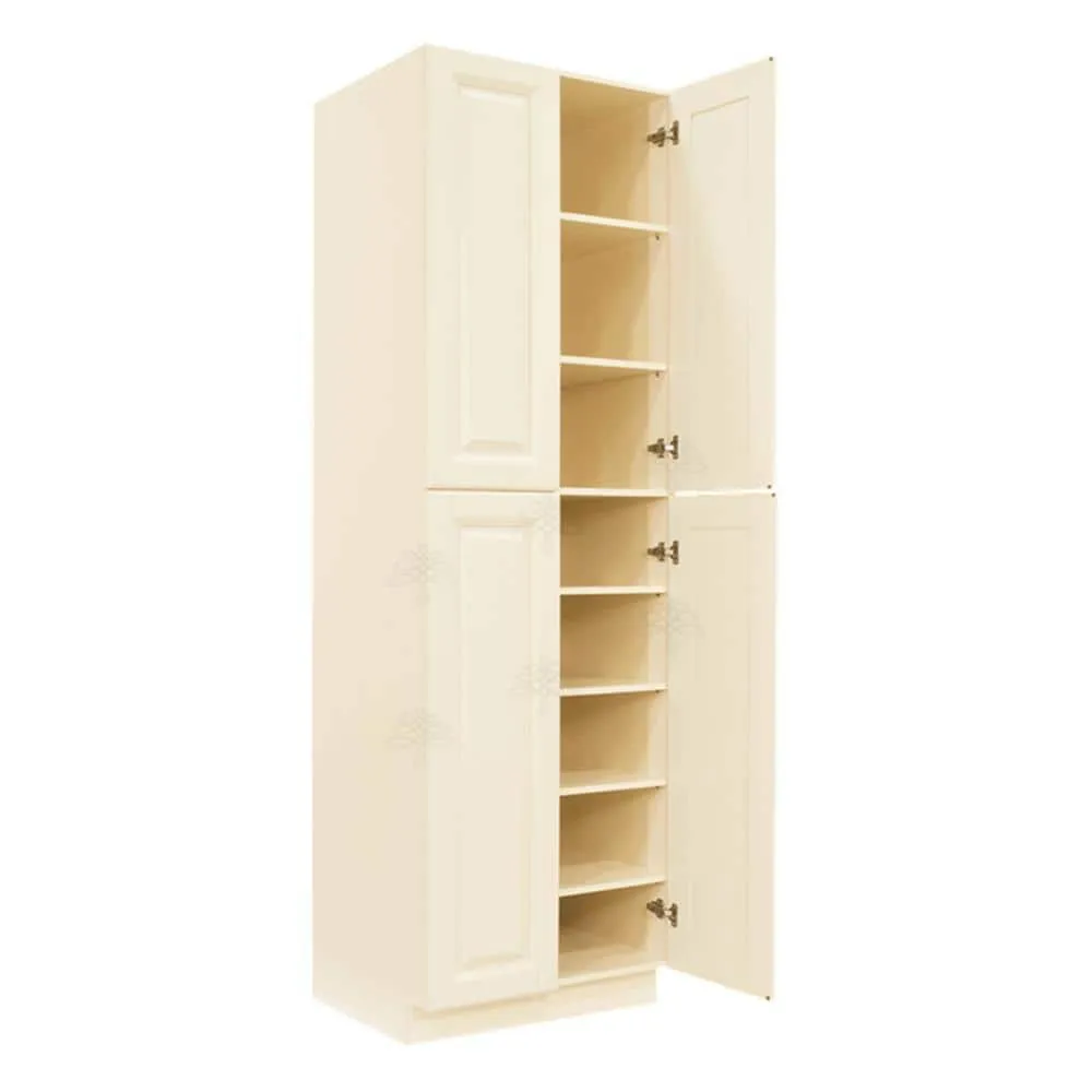 LIFEART CABINETRY Oxford Creamy White Plywood Raised Panel Stock Assembled Tall Pantry Kitchen Cabinet (30 in. W x 90 in. H x 24 in. D), photo 3 of 7