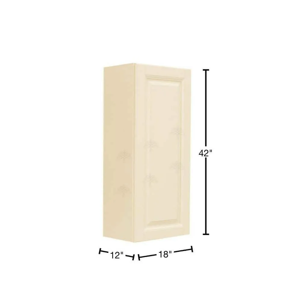 LIFEART CABINETRY Oxford Assembled 18 in. x 42 in. x 12 in. Wall Cabinet with 1 Raised-Panel Door 3 Shelves in Creamy White, photo 2 of 7