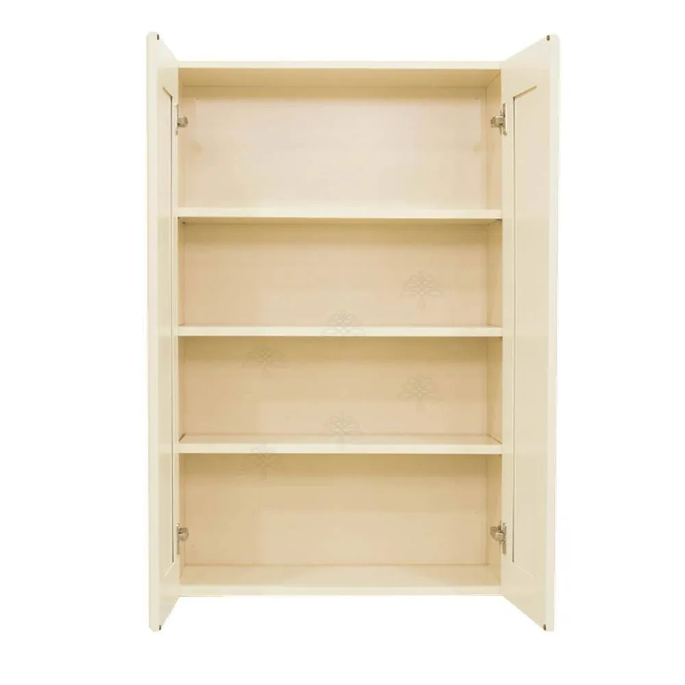 LIFEART CABINETRY Oxford Assembled 27 in. x 42 in. x 12 in. Wall Cabinet with 2 Raised-Panel Doors 3 Shelves in Creamy White, photo 3 of 7
