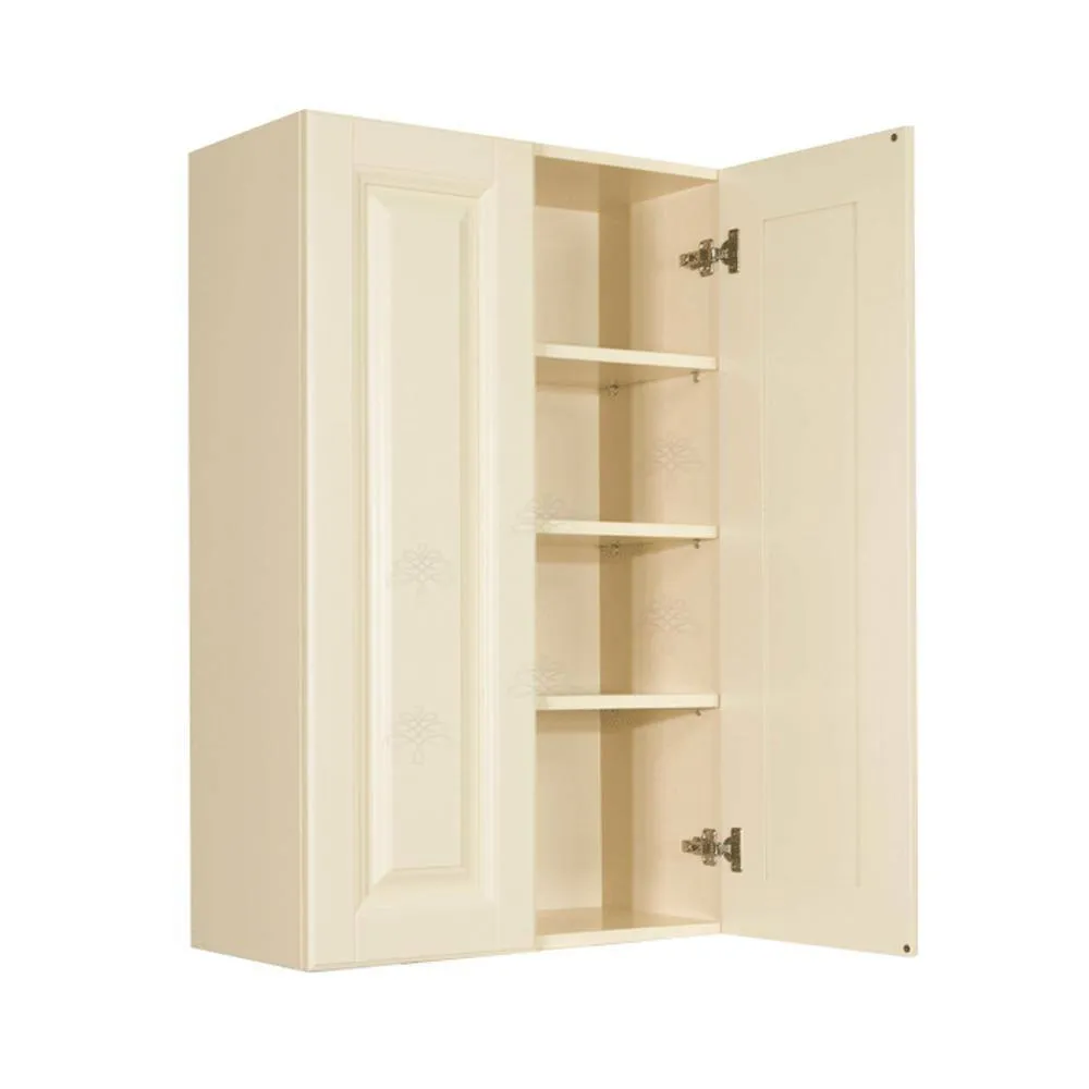 LIFEART CABINETRY Oxford Assembled 27 in. x 42 in. x 12 in. Wall Cabinet with 2 Raised-Panel Doors 3 Shelves in Creamy White, photo 2 of 7