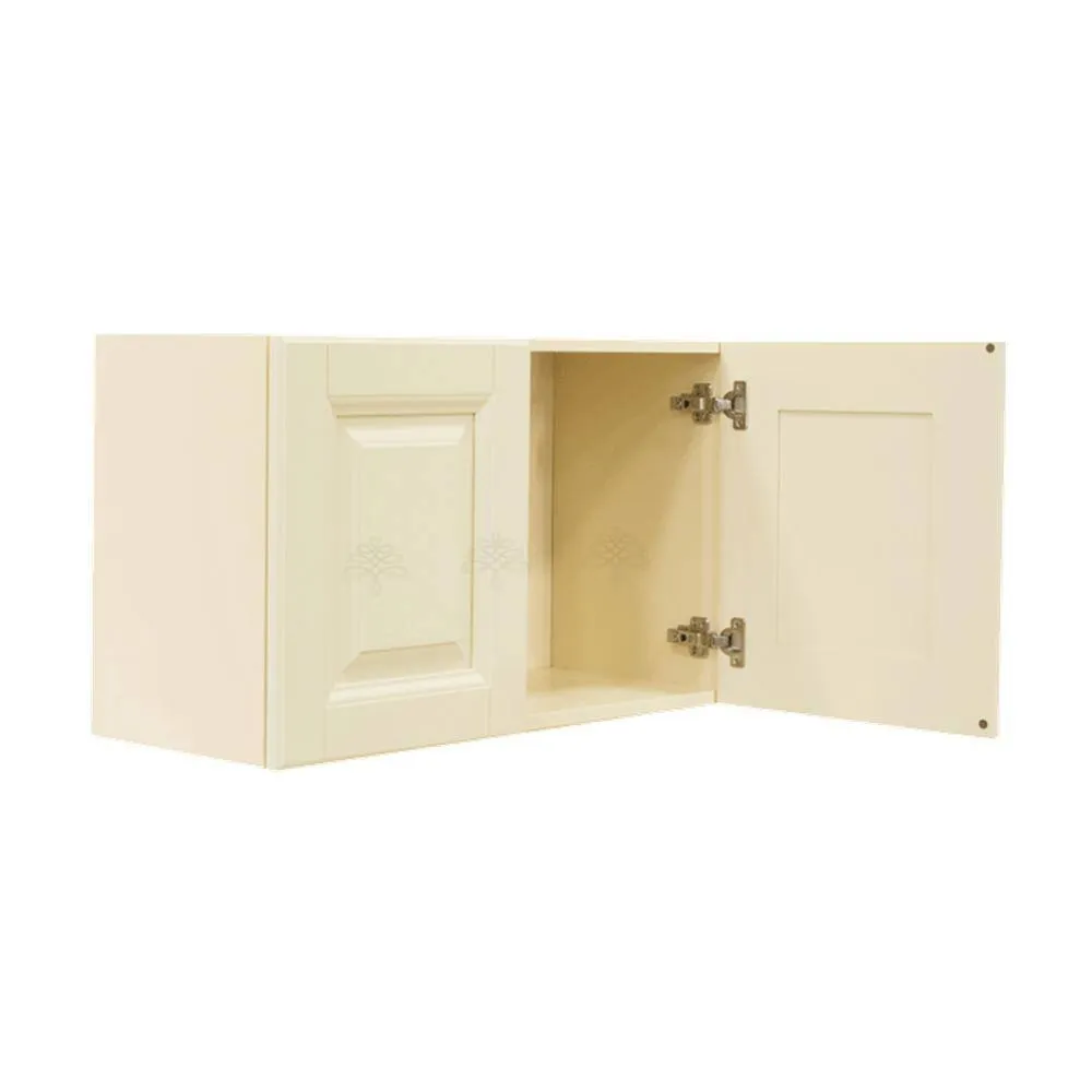LIFEART CABINETRY Oxford Assembled 30 in. x 18 in. x 12 in. Wall Cabinet with 2 Raised-Panel Doors no Shelf in Creamy White, photo 3 of 7