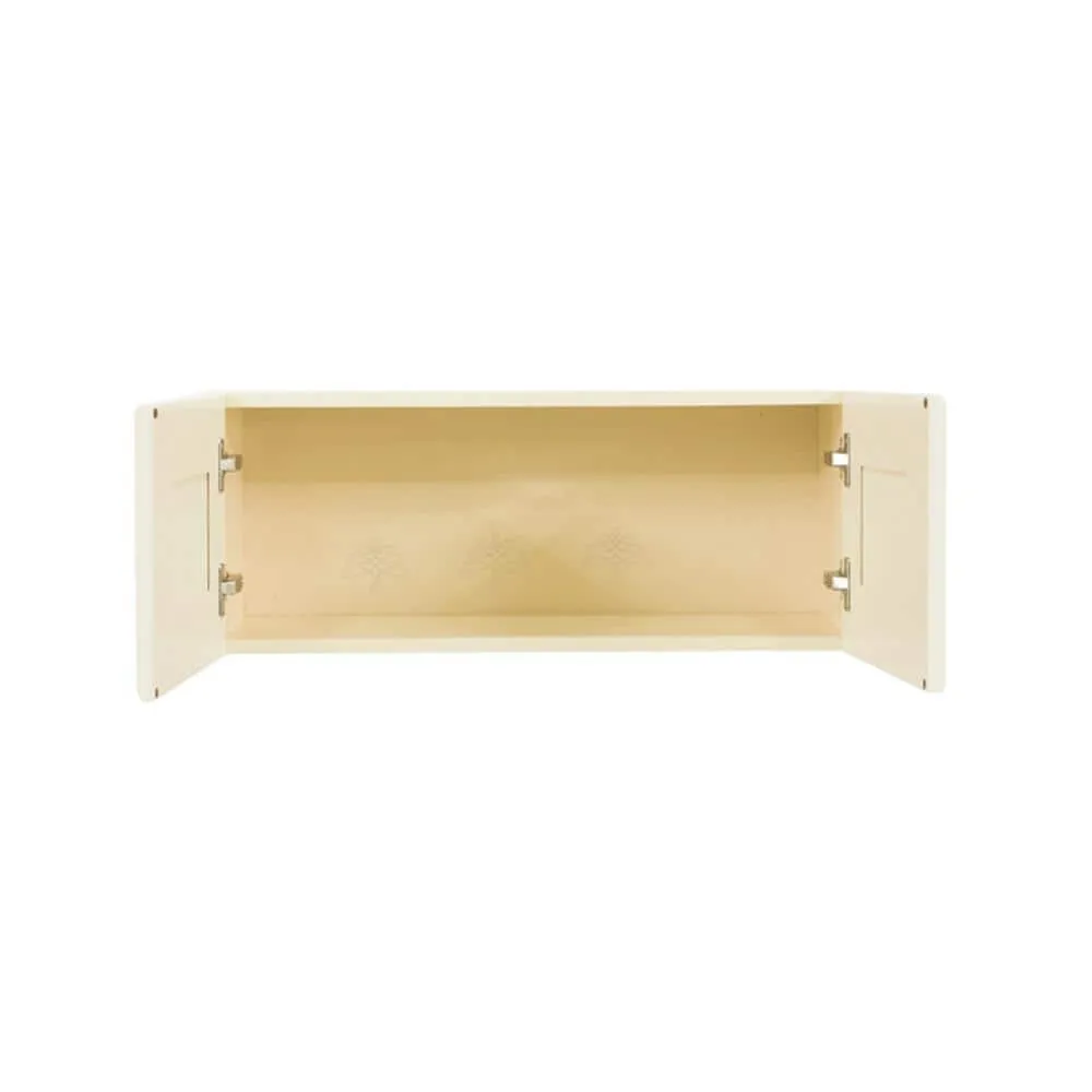 LIFEART CABINETRY Oxford Assembled 33 in. x 12 in. x 12 in. Wall Cabinet with 2 Raised-Panel Doors no Shelf in Creamy White, photo 3 of 8