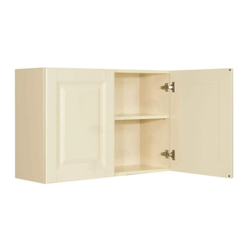 LIFEART CABINETRY Oxford Assembled 33 in. x 24 in. x 12 in. Wall Cabinet with 2 Raised-Panel Doors 1 Shelf in Creamy White, photo 3 of 7