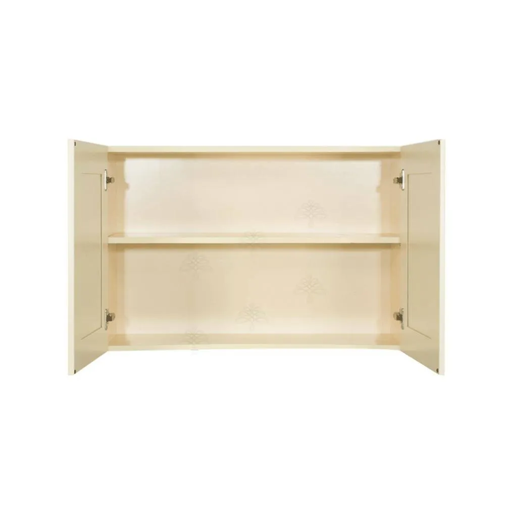 LIFEART CABINETRY Oxford Assembled 33 in. x 24 in. x 12 in. Wall Cabinet with 2 Raised-Panel Doors 1 Shelf in Creamy White, photo 2 of 7