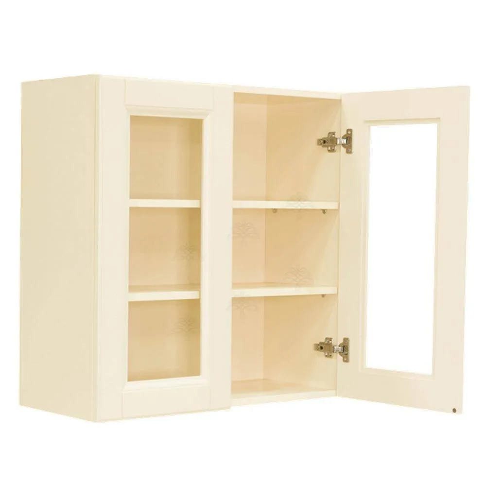 LIFEART CABINETRY Oxford Assembled 30 in. x 36 in. x 12 in. Wall Mullion Raised-Panel Door Cabinet with 2 Shelves in Creamy White, photo 3 of 7