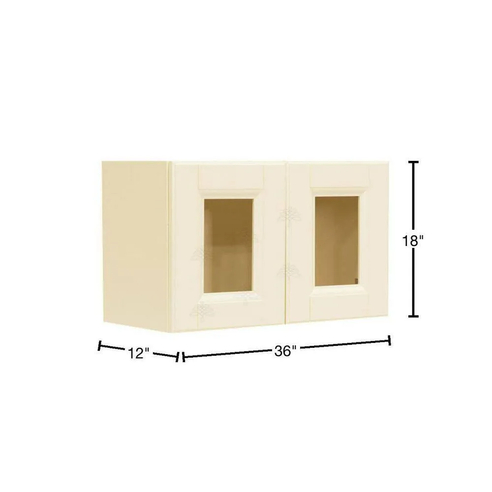 LIFEART CABINETRY Oxford Assembled 36 in. x 18 in. x 12 in. Wall Mullion Raised-Panel Door Cabinet with in Creamy White, photo 2 of 7