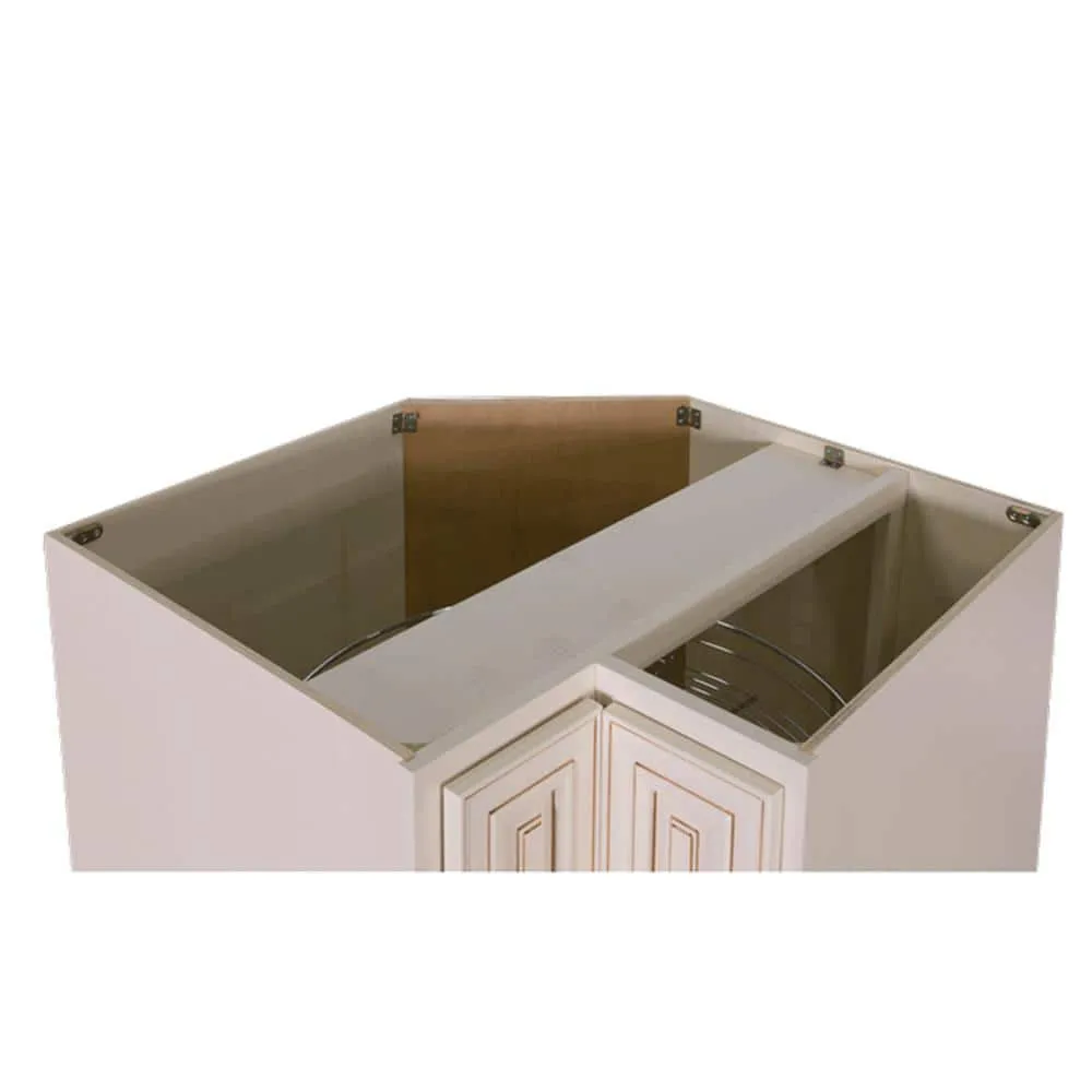 LIFEART CABINETRY Princeton Assembled 33 in. x 34.5 in. x 24 in. Base Lazy Susan Cabinet in Creamy White, photo 4 of 9