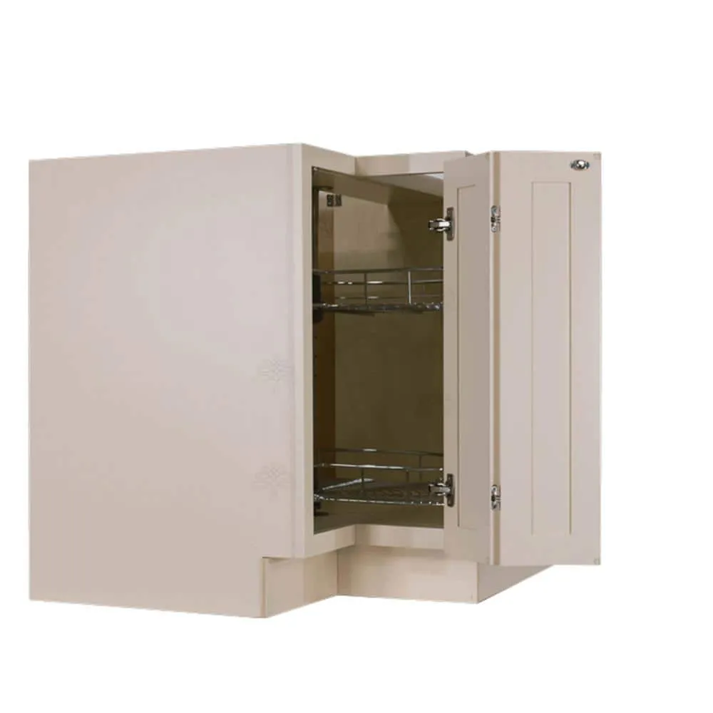 LIFEART CABINETRY Princeton Assembled 33 in. x 34.5 in. x 24 in. Base Lazy Susan Cabinet in Creamy White, photo 3 of 9