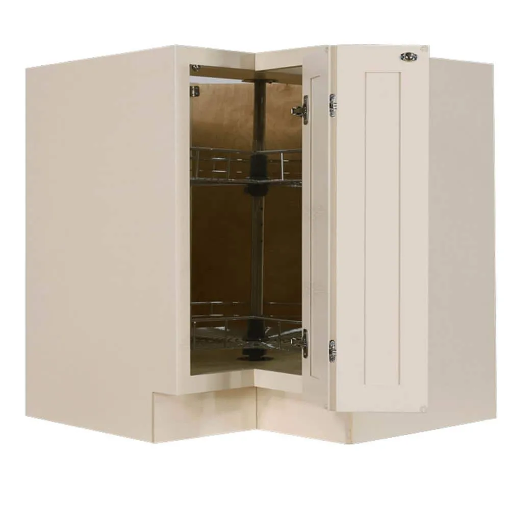 LIFEART CABINETRY Princeton Assembled 33 in. x 34.5 in. x 24 in. Base Lazy Susan Cabinet in Creamy White, photo 2 of 9