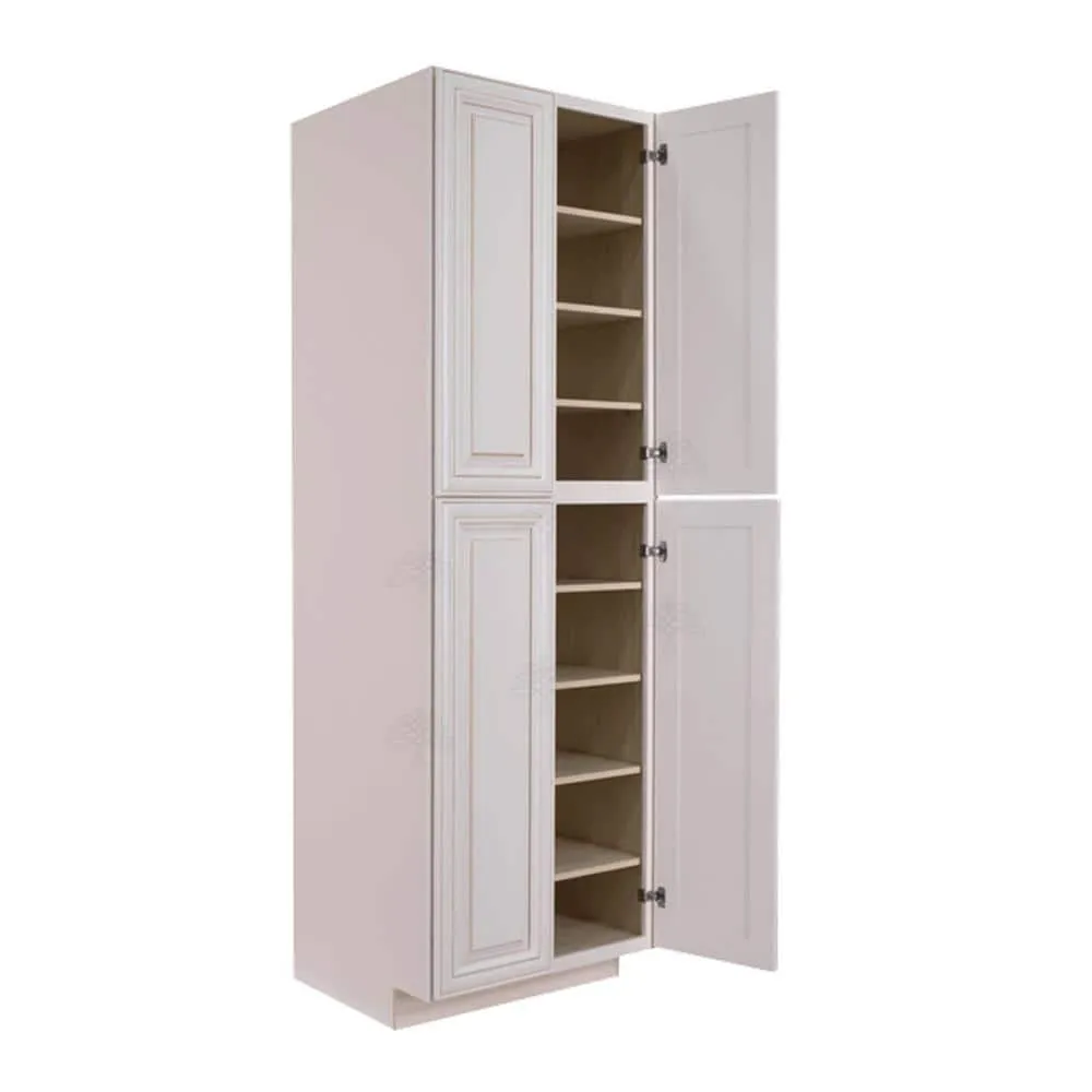 LIFEART CABINETRY Princeton Assembled 30 in. x 84 in. x 27 in. Tall Pantry with 4-Doors in Creamy White, photo 4 of 10