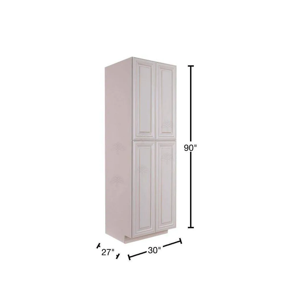 LIFEART CABINETRY Princeton Assembled 30 in. x 90 in. x 27 in. Tall Pantry with 4-Doors in Creamy White, photo 2 of 10