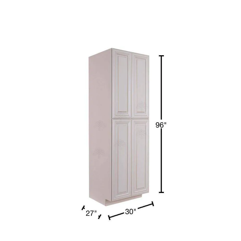 LIFEART CABINETRY Princeton Assembled 30 in. x 96 in. x 27 in. Tall Pantry with 4-Doors in Creamy White, photo 2 of 10