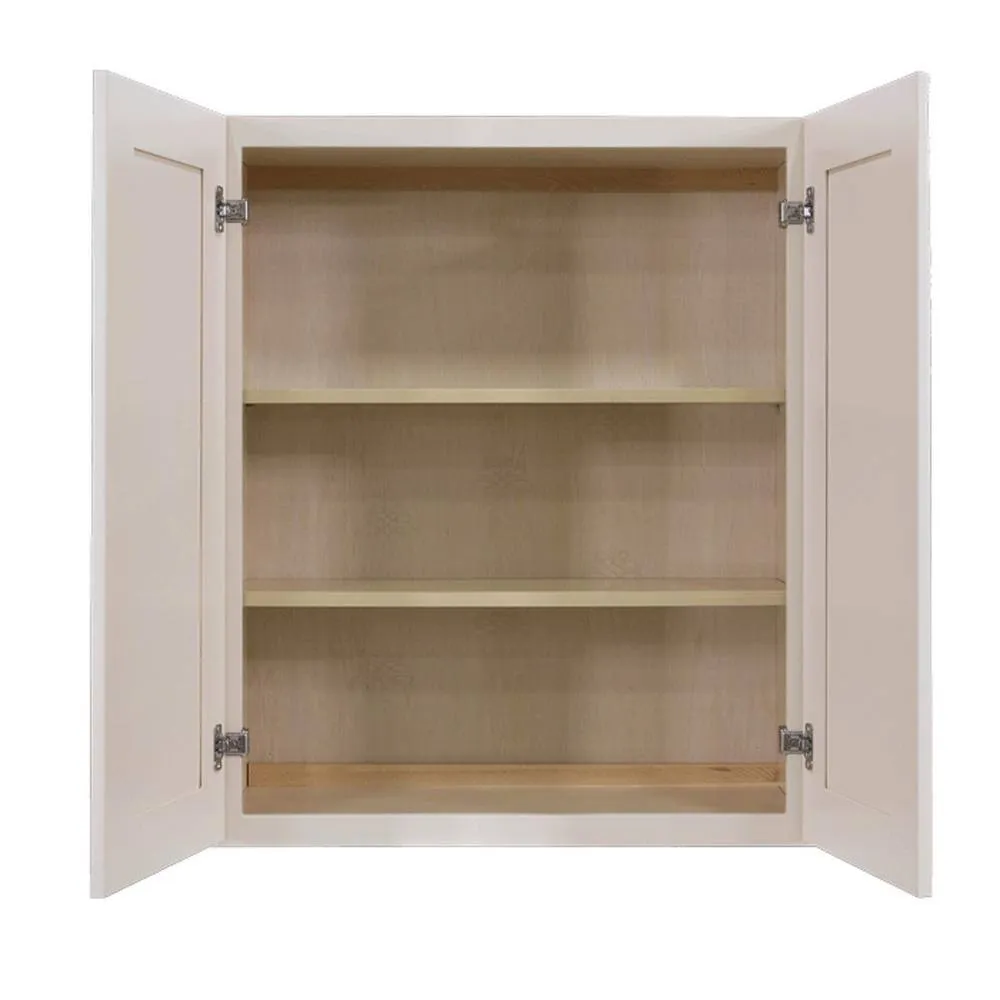 LIFEART CABINETRY Princeton Assembled 33 in. x 30 in. x 12 in. Wall Cabinet with 2 Doors 2 Shelves in Creamy White, photo 2 of 8