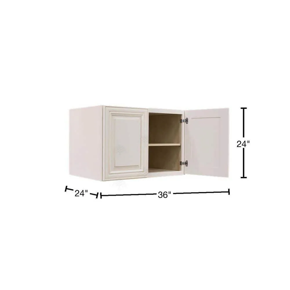 LIFEART CABINETRY Princeton Assembled 36 in. x 24 in. x 24 in. Wall Cabinet with 2 Doors 1 Shelf in Creamy White, photo 3 of 9