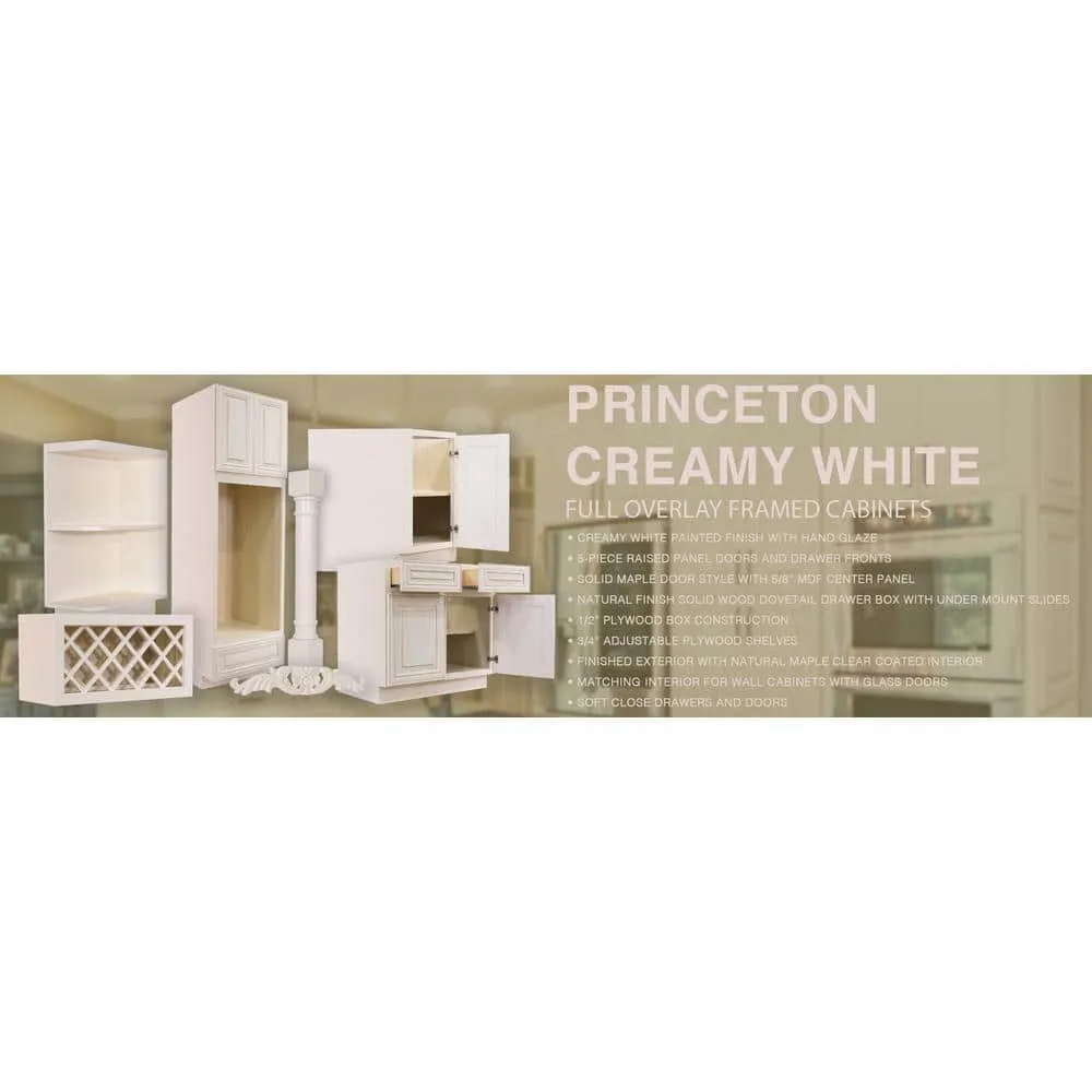LIFEART CABINETRY Princeton Assembled 30 in. x 15 in. x 12 in. Wall Dish Holder Cabinet in Creamy White Glazed, photo 6 of 7