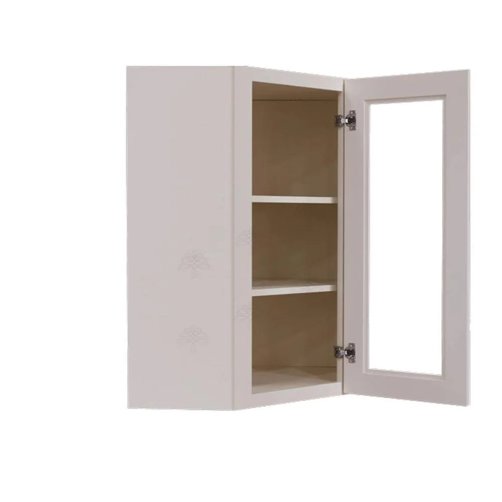 LIFEART CABINETRY Princeton Assembled 24 in. x 36 in. x 12 in. Wall Diagonal Mullion Door Cabinet with 2 Doors in Creamy White, photo 3 of 9