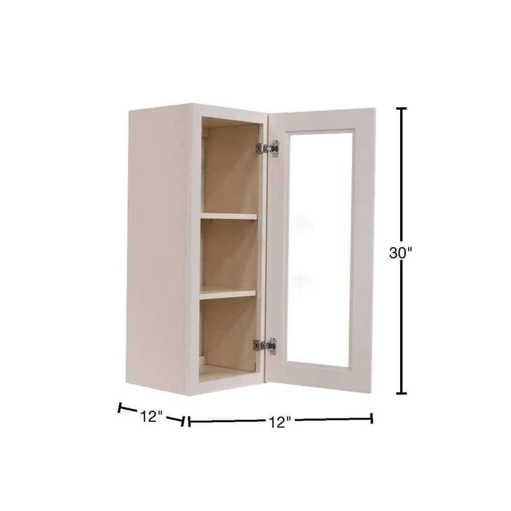LIFEART CABINETRY Princeton Assembled 12 in. x 30 in. x 12 in. Wall Mullion Door Cabinet with 1 Door 2 Shelves in Creamy White Glazed, photo 2 of 9