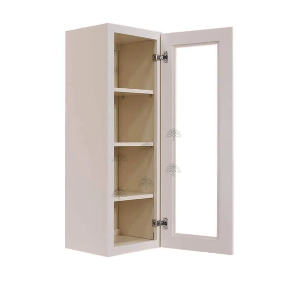 LIFEART CABINETRY Princeton Assembled 15 in. x 42 in. x 12 in. Wall Mullion Door Cabinet with 1 Door 3 Shelves in Creamy White Glazed, photo 3 of 8