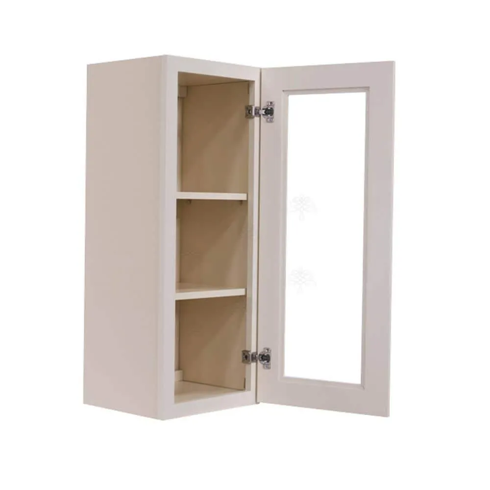 LIFEART CABINETRY Princeton Assembled 18 in. x 30 in. x 12 in. Wall Mullion Door Cabinet with 1 Door 2 Shelves in Creamy White Glazed, photo 3 of 8