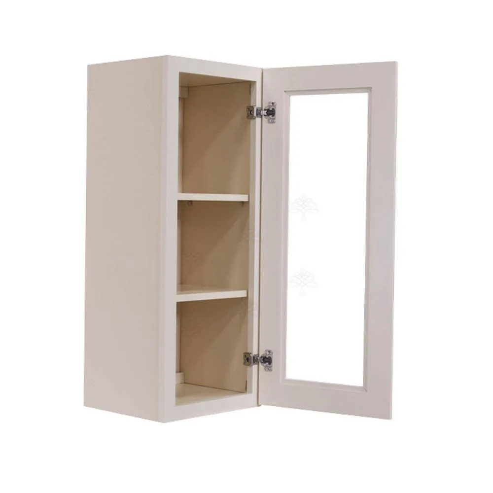 LIFEART CABINETRY Princeton Assembled 18 in. x 36 in. x 12 in. Wall Mullion Door Cabinet with 1 Door 2 Shelves in Creamy White Glazed, photo 3 of 8