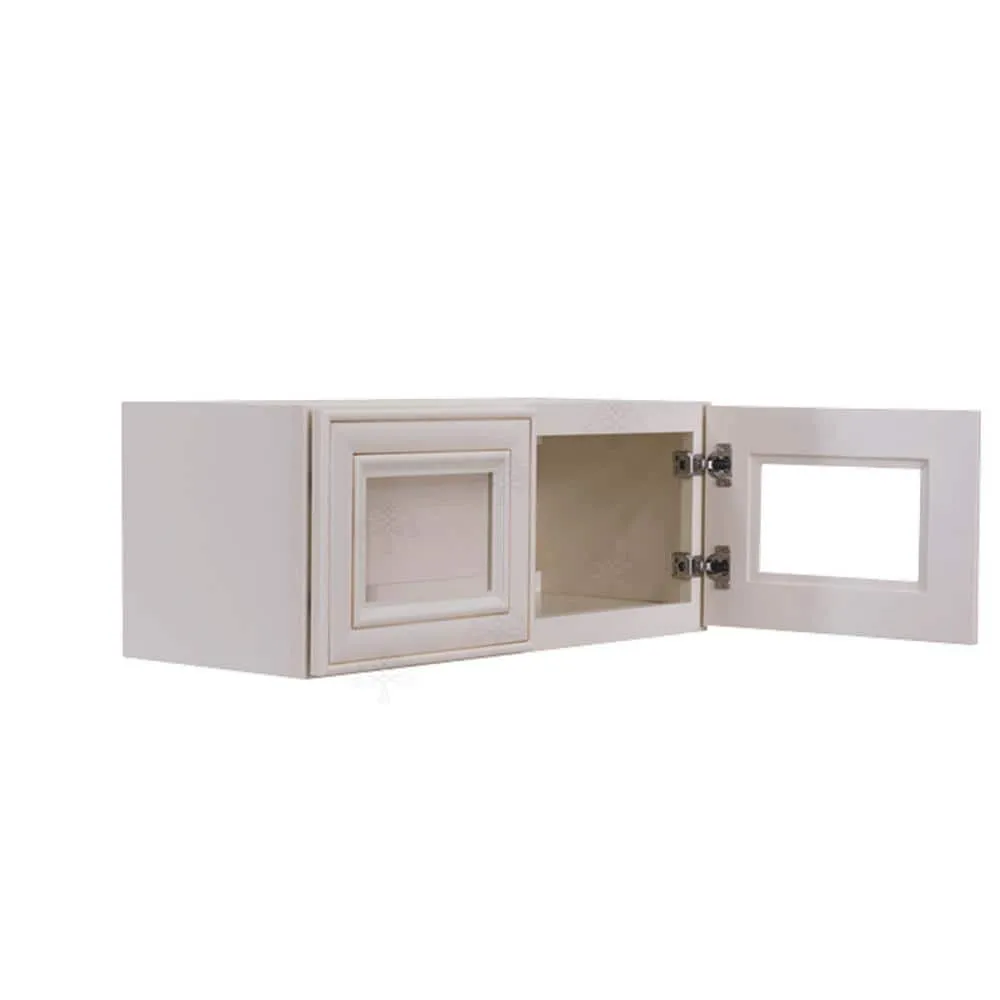 LIFEART CABINETRY Princeton Assembled 30 in. x 12 in. x 12 in. Wall Mullion Door Cabinet with 2 Doors in Creamy White Glazed, photo 4 of 8