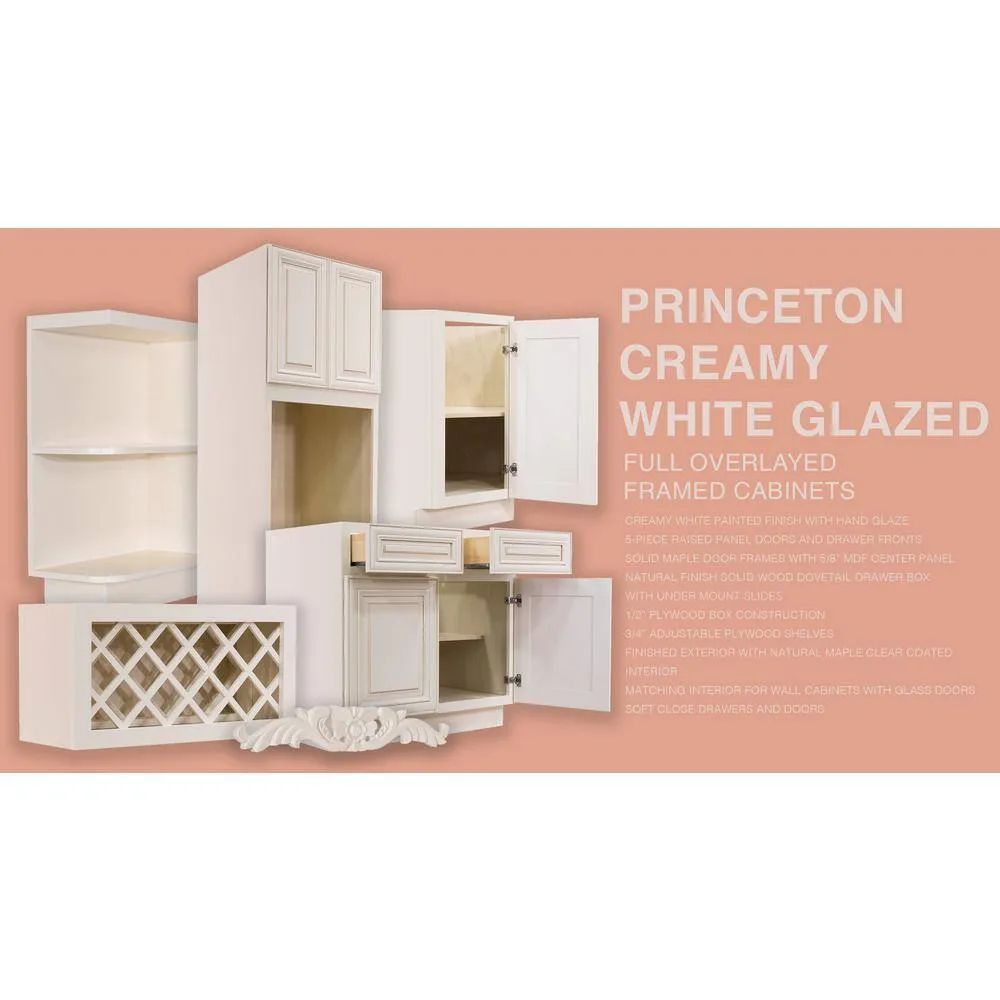 LIFEART CABINETRY Princeton Assembled 30 in. x 36 in. x 12 in. Wall Mullion Door Cabinet with 2 Doors 2 Shelves in Creamy White Glazed, photo 5 of 8