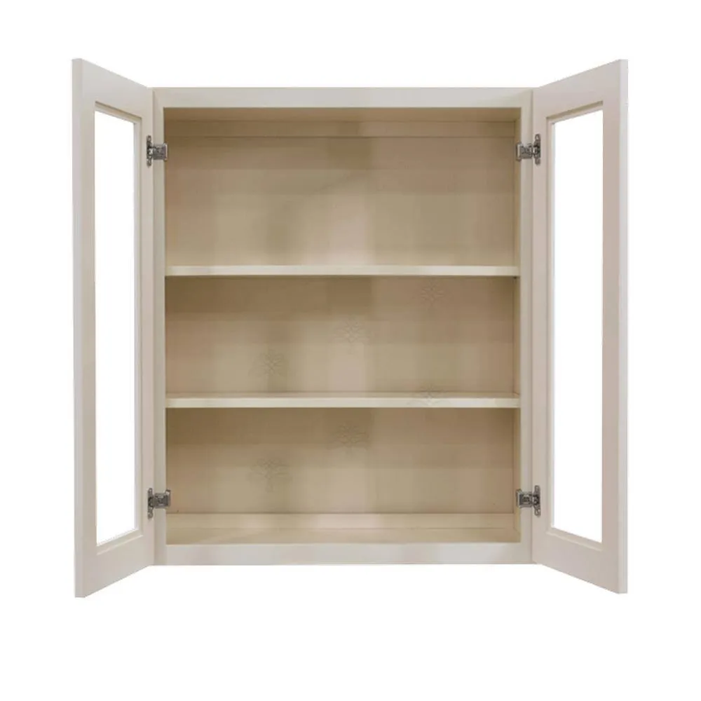 LIFEART CABINETRY Princeton Assembled 33 in. x 30 in. x 12 in. Wall Mullion Door Cabinet with 2 Doors 2 Shelves in Creamy White Glazed, photo 2 of 8