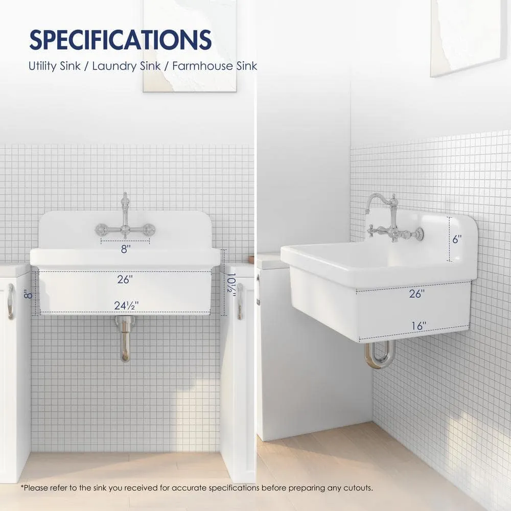 Eridanus Mason 15 Gal. Wall Mount Laundry Utility Sink - Crisp White, photo 8 of 10