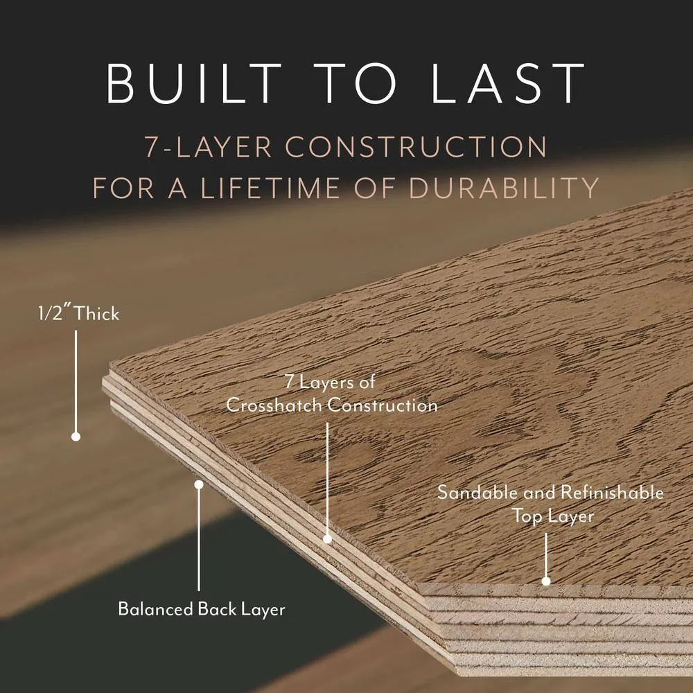 ASPEN FLOORING Crown Hickory 1/2 in. T x 7.5 in. W Tongue and Groove Wire Brushed Engineered Hardwood Flooring (1399.05 sqft/pallet), photo 4 of 14