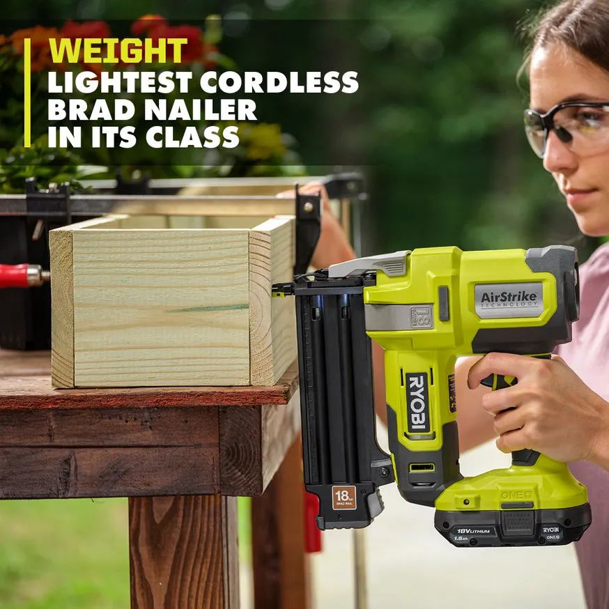 RYOBI 18V ONE+ AirStrike 18-Gauge Cordless Brad Nailer Kit with Sample Nails, 4.0 Ah Battery and Charger, photo 2 of 8