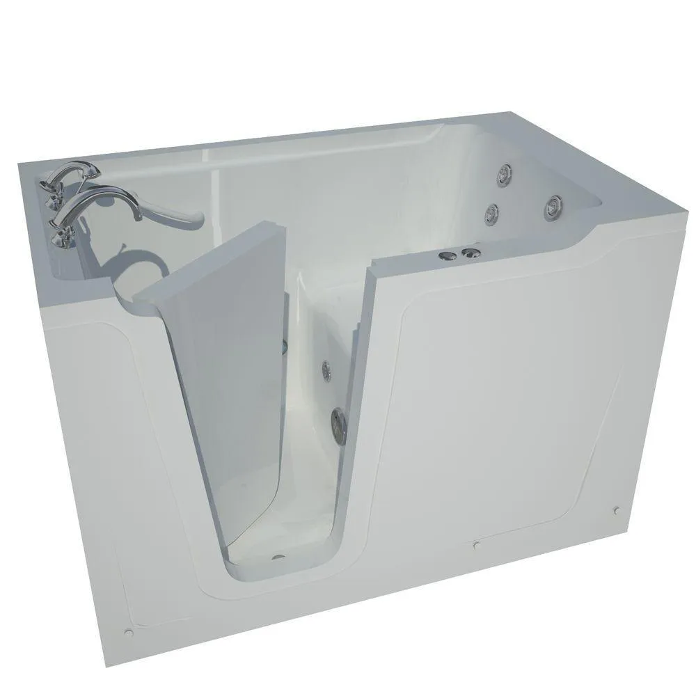 Rampart Nova Heated 5 ft. Walk-in Whirlpool Bathtub with 6 in. Tile Easy Up Adhesive Wall Surround in White, photo 5 of 11