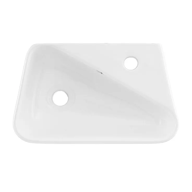 Swiss Madison Plaisir 18 in. x 11 in. Ceramic Wall Hung Vessel Sink with Right Side Faucet Mount in White, photo 5 of 6
