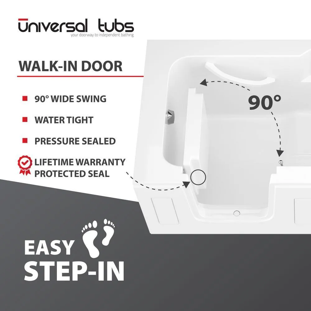 Universal Tubs Step-In 59.6 in. Walk-In Whirlpool Bathtub in White with 1.28 GPF Single Flush Toilet, photo 6 of 10