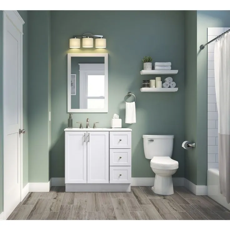 Style Selections 36.5-in White Single Sink Bathroom Vanity with White Cultured Marble Top (Mirror Included), photo 4 of 11
