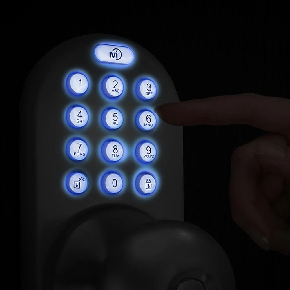 Morning Industry Satin Nickle Single-Cylinder Electronic Door Knob with Keyless Back-Lit Keypad Entry, photo 3 of 10
