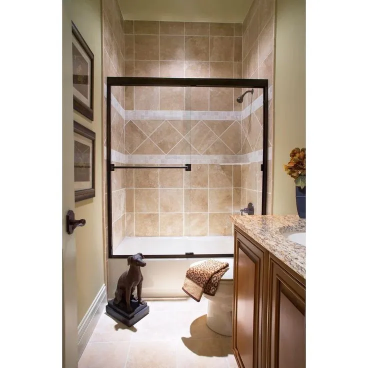 Classic 60 in. x 57 in. Clear Semi-Frameless Sliding Tub Door in Oil Rubbed Bronze, photo 10 of 11