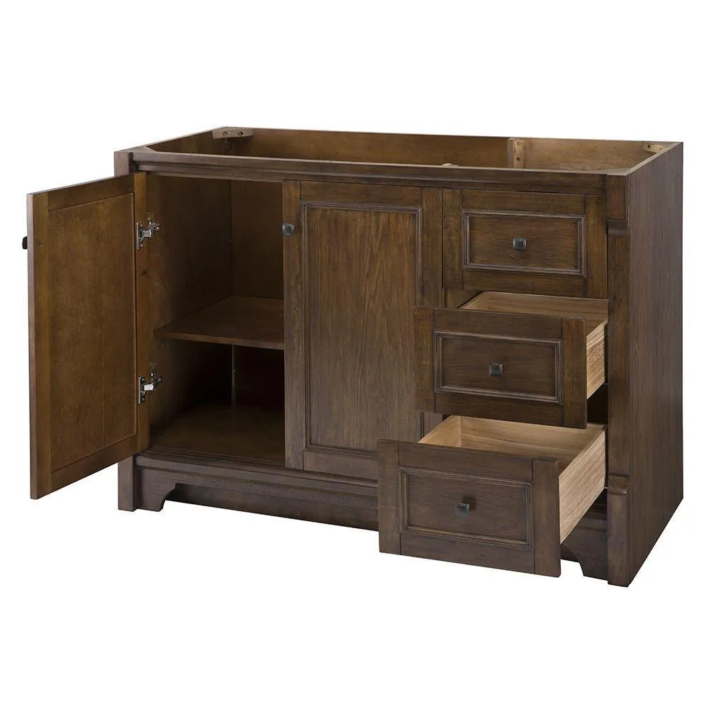 Creedmoor 48 in. W Bath Vanity Cabinet Only in Walnut with Right Hand Drawers, photo 4 of 12
