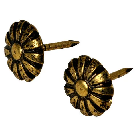 Antique Brass Daisy Oxford Furniture Nails (25-Pack)