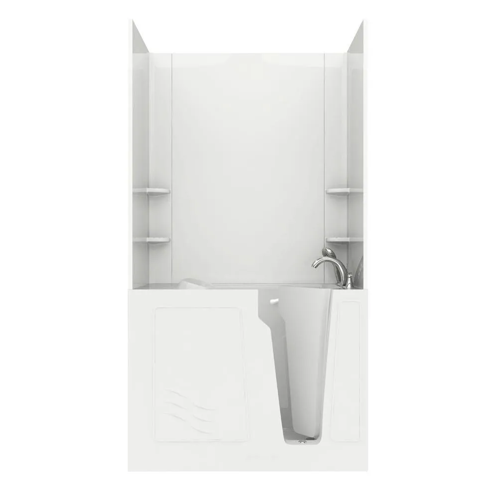 Universal Tubs Rampart Nova Heated 3.9 ft. Walk-in Whirlpool and Air Bathtub with Flat Easy Up Adhesive Wall Surround, Right Drain, White, photo 29 of 42