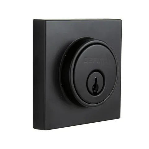 Contemporary Square Matte Black Single Cylinder Deadbolt
