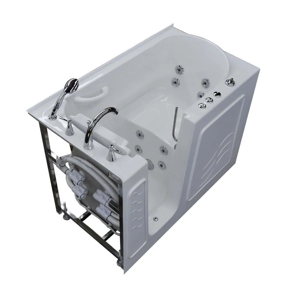 Universal Tubs 52.8 in. Walk-In Whirlpool Bathtub in White with 1.6 GPF Smart Toilet Combo, Left Drain, photo 3 of 23