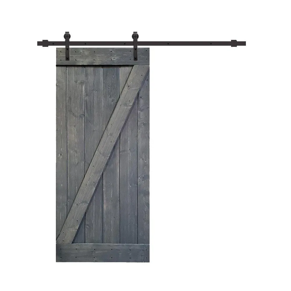 CALHOME 30 in. x 84 in. Z Series White Knotty Pine Wood Interior Sliding Barn Door with Hardware Kit, photo 6 of 6