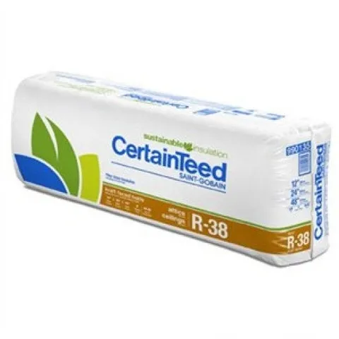 R-38C Kraft-Faced Fiberglass Batt Insulation, 15 × 48 in, 35 sq-ft