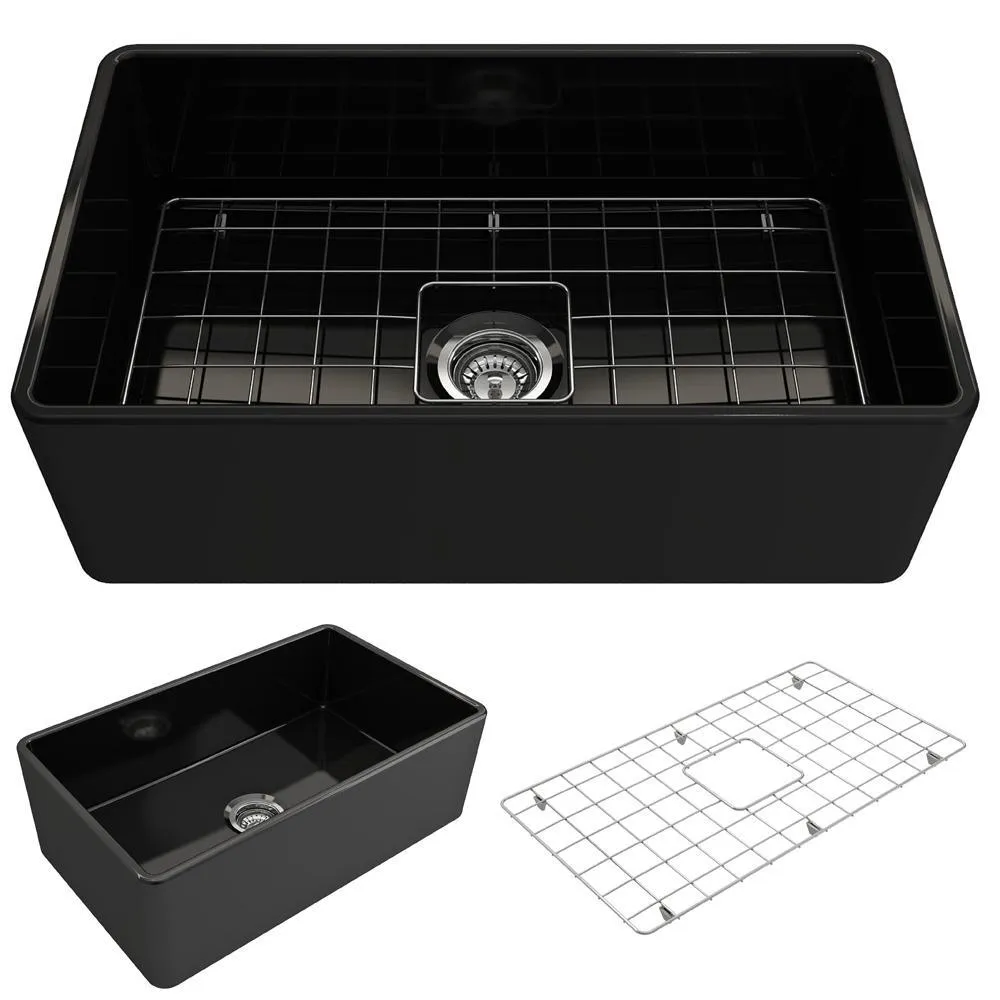 Classico Farmhouse Apron Front Fireclay 30 in. Single Bowl Kitchen Sink with Bottom Grid and Strainer in White, photo 16 of 33