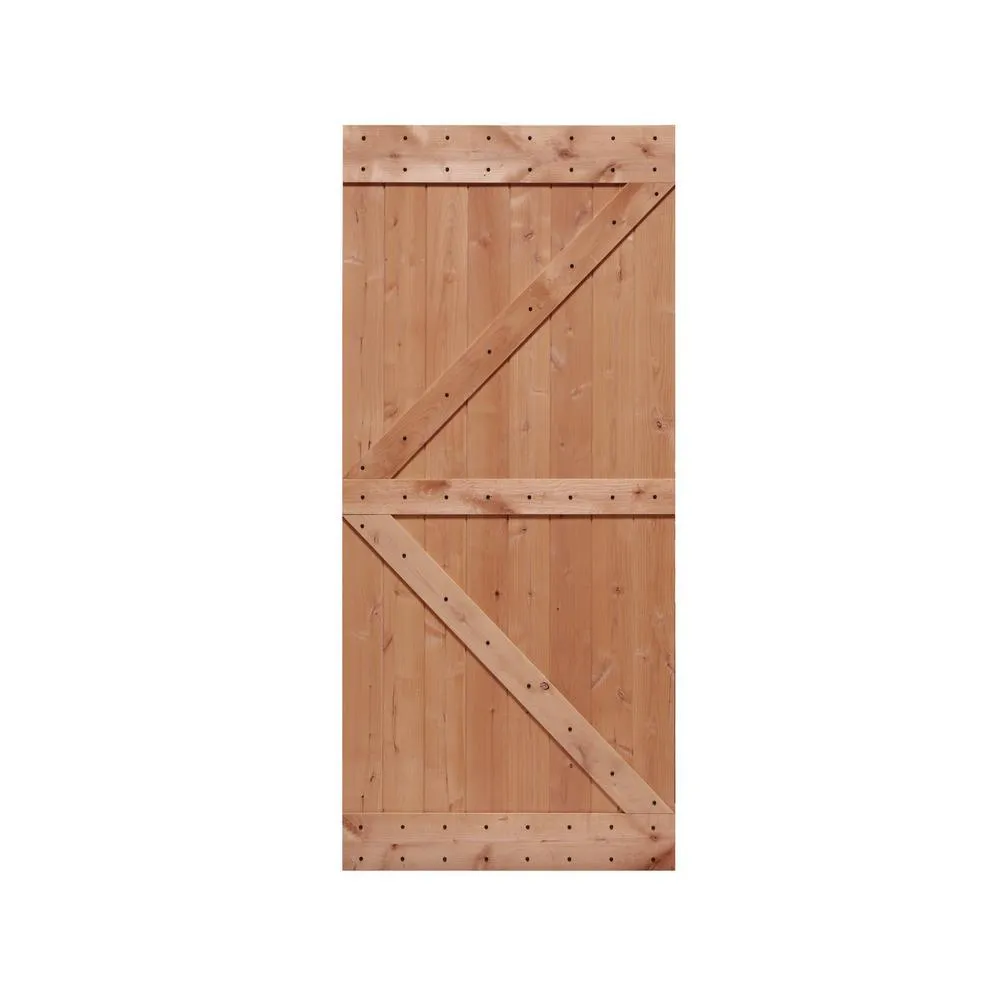 LUBANN 32 in. x 84 in. Ready-to-Assemble British Brace Hardwood Interior Sliding Barn Door Slab with Hardware Kit, photo 15 of 27
