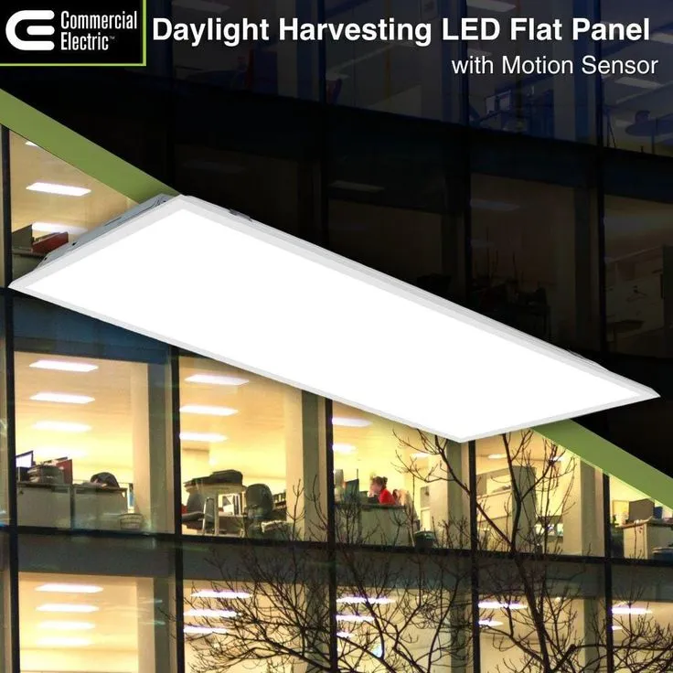 Commercial Electric 2 ft. x 4 ft. Daylight Harvesting LED Panel Light Troffer w/ Motion Sensor Adjustable CCT Lumens Watts 120-277V Dimmable, photo 5 of 11