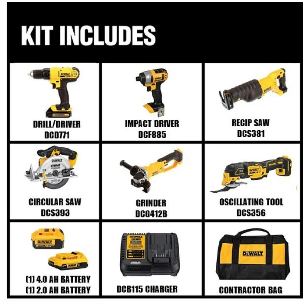 20-Volt MAX Lithium-Ion Cordless Combo Kit (6-Tool) with 2 Ahr Battery, 4 Ahr Battery, Charger and Bag, photo 2 of 14