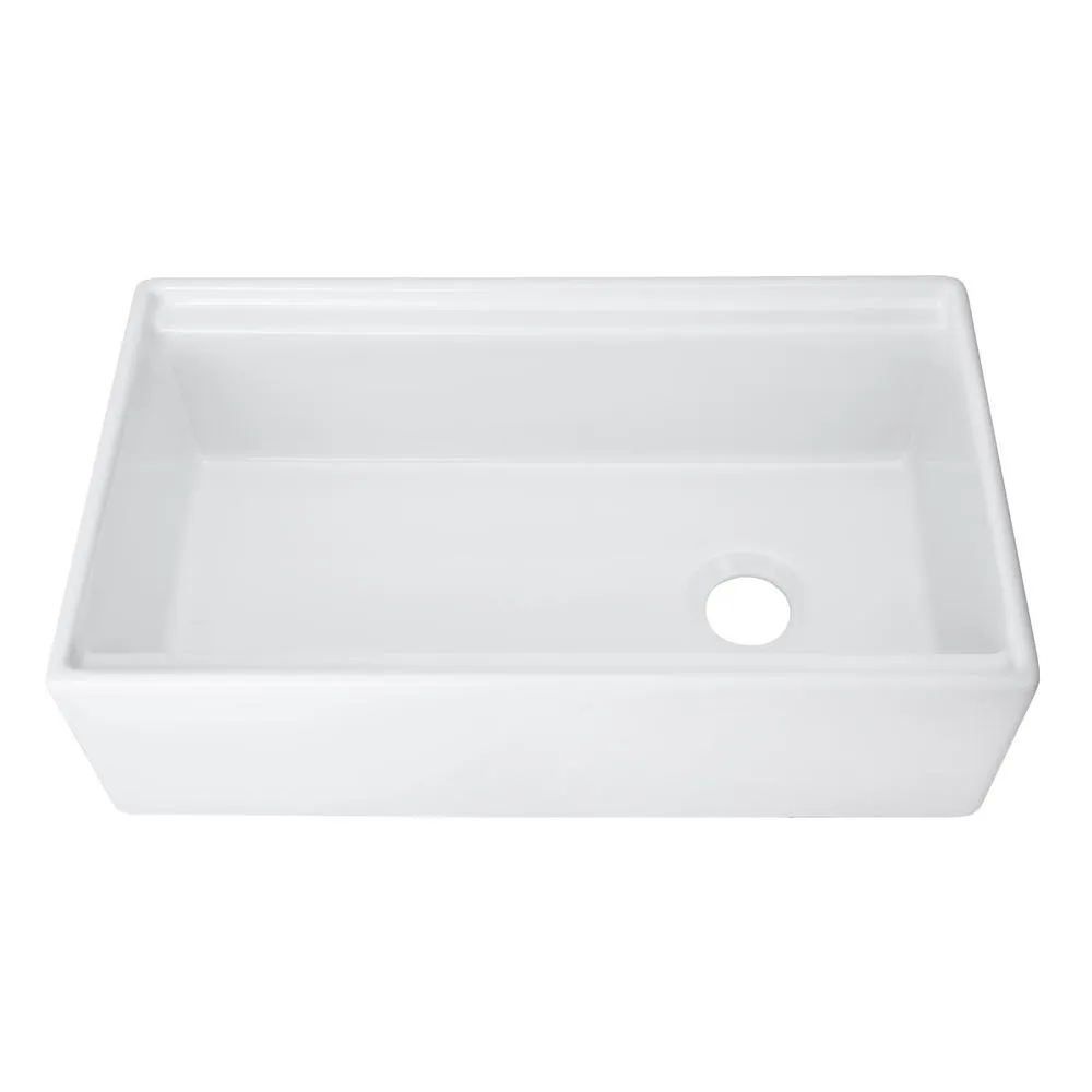 Fireclay 33 in. Single Bowl Farmhouse Apron Front Reversible Kitchen Sink in White with Cutting Board and Grid, photo 5 of 16